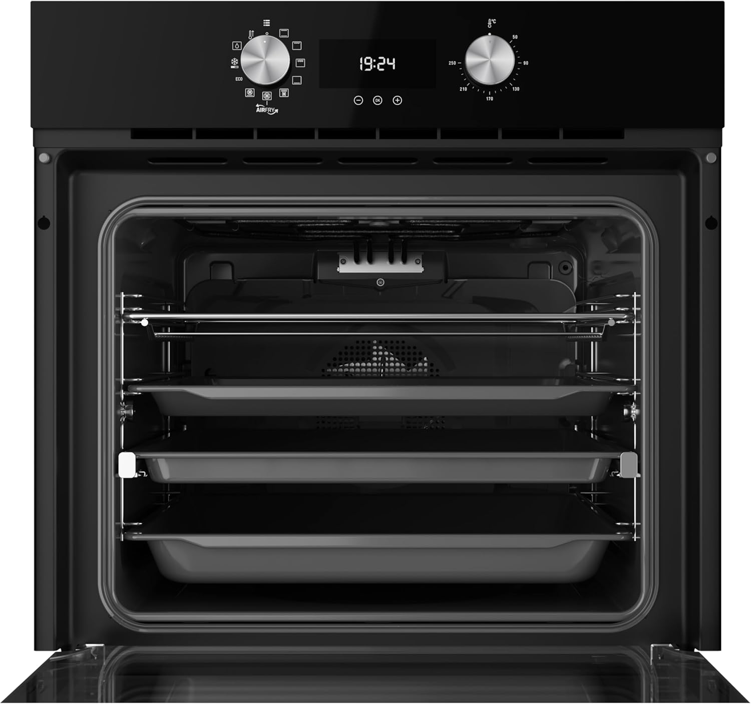 TEKA Horno Multifunción AirFry 60 cm -Sistema de Limpieza HydroClean Pro - 9 Funciones de Cocinado - Bandeja FryMaster AirFry - Puerta Triple Cristal - HLB 8416
