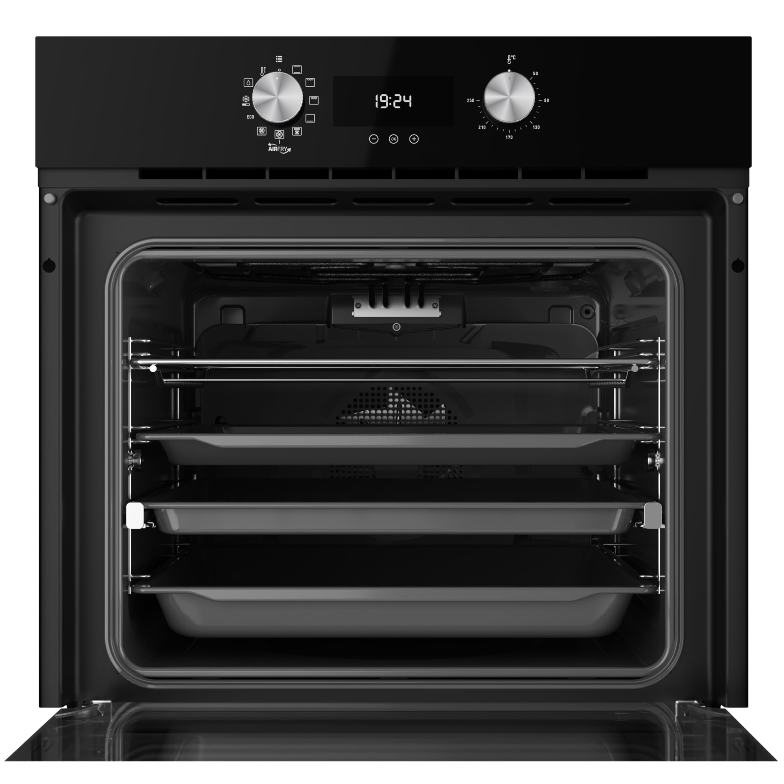 TEKA Horno Multifunción AirFry 60 cm -Sistema de Limpieza HydroClean Pro - 9 Funciones de Cocinado - Bandeja FryMaster AirFry - Puerta Triple Cristal - HLB 8416