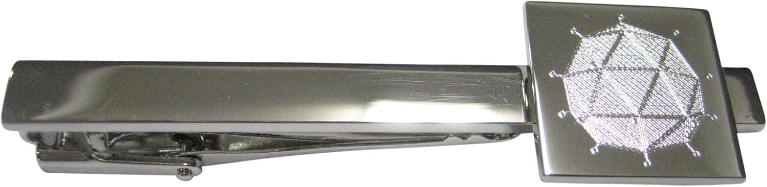 Kiola Designs Silver Toned Etched Polyhedral Virus Tie Clip