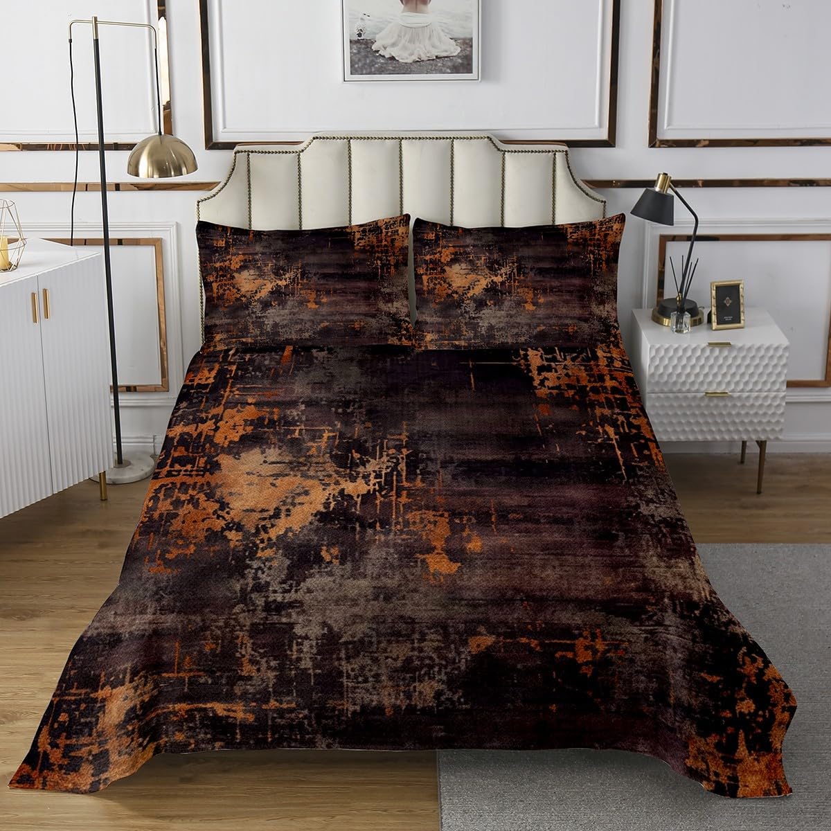 Erosebridal Navy Blue and Green Watercolor Twin Bedspread Set for Boys Men,Modern Abstract Bedding Sets Grunge Tie Dye Pastel Coverlet Set,Contemporary Artwork Bed Set Soft Cozy