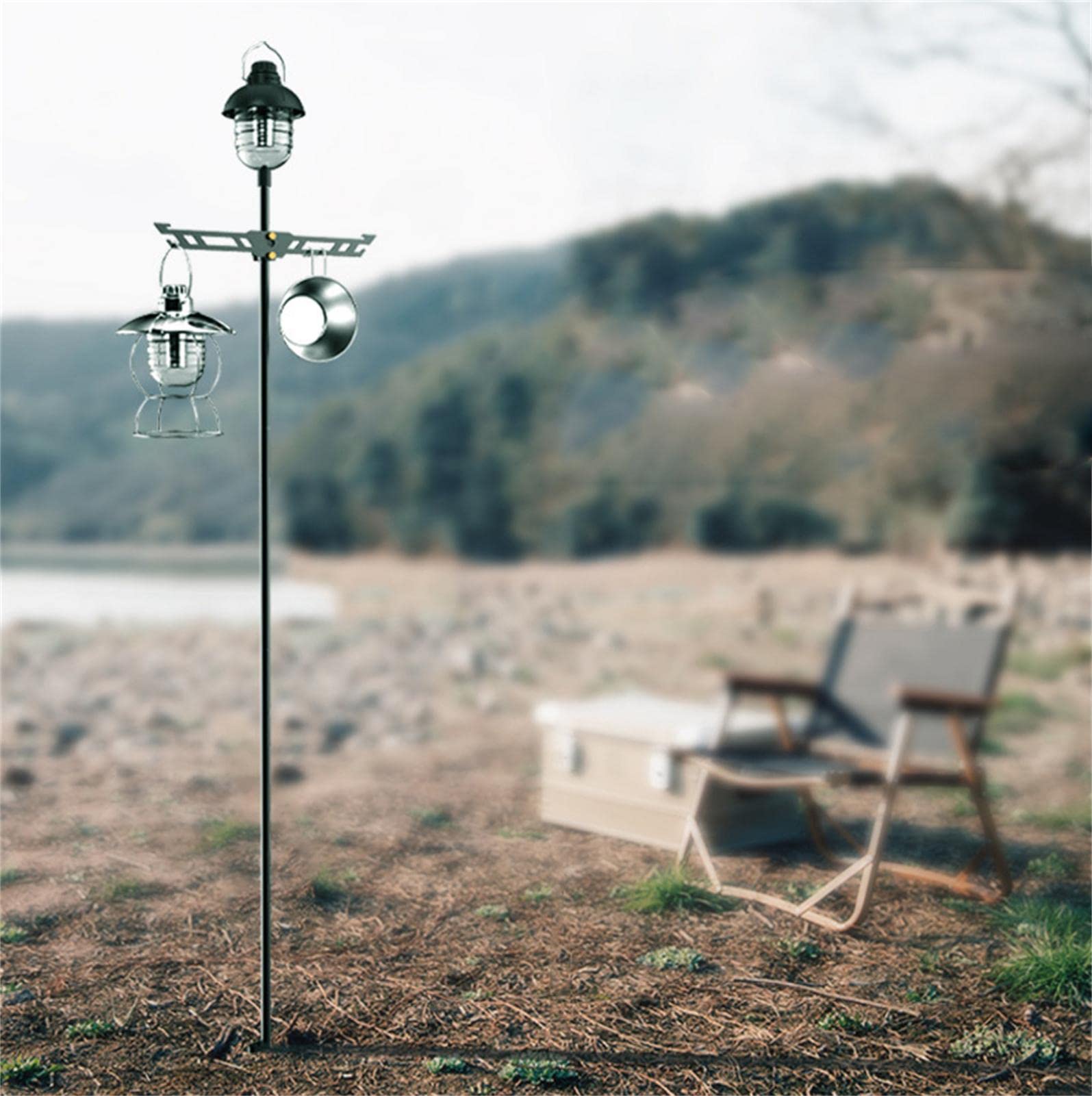 Amazon.co.jp: キャンプ用折りたたみ式ランタンスタンド,高さ調節可能