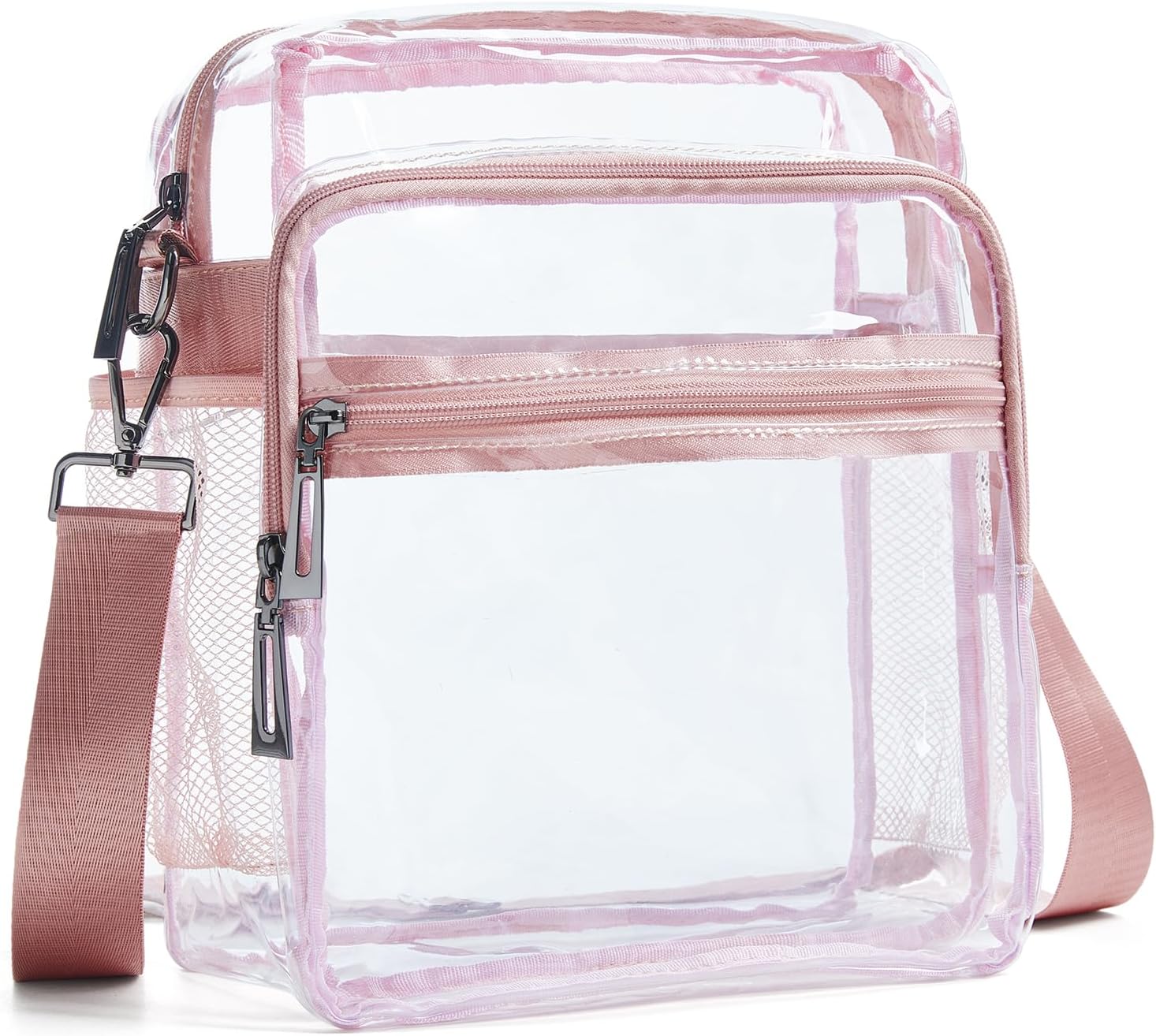 Clear Bag for Stadium Events 12x6x12 Clear Purse with 3-Zipper Pockets Crossbody Handbag Tote for Concerts Sports