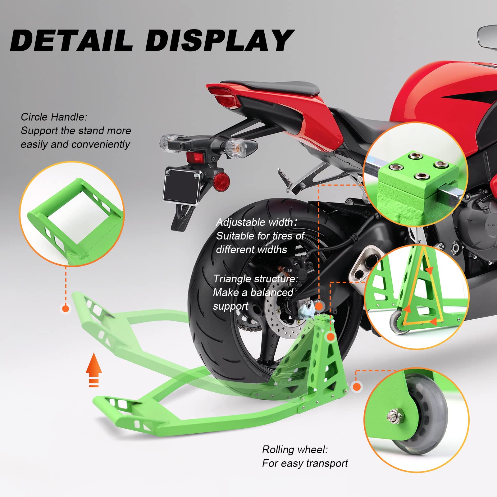 Ruedamann 550 lbs Capacity Motorcycle Stand,Adjustable 10.6"15"W