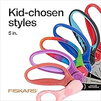 Vista 5 de Fiskars Tijeras de entrenamiento para preescolares a partir de 3 años, tijeras de seguridad para niños pequeños con palanca de entrenamiento