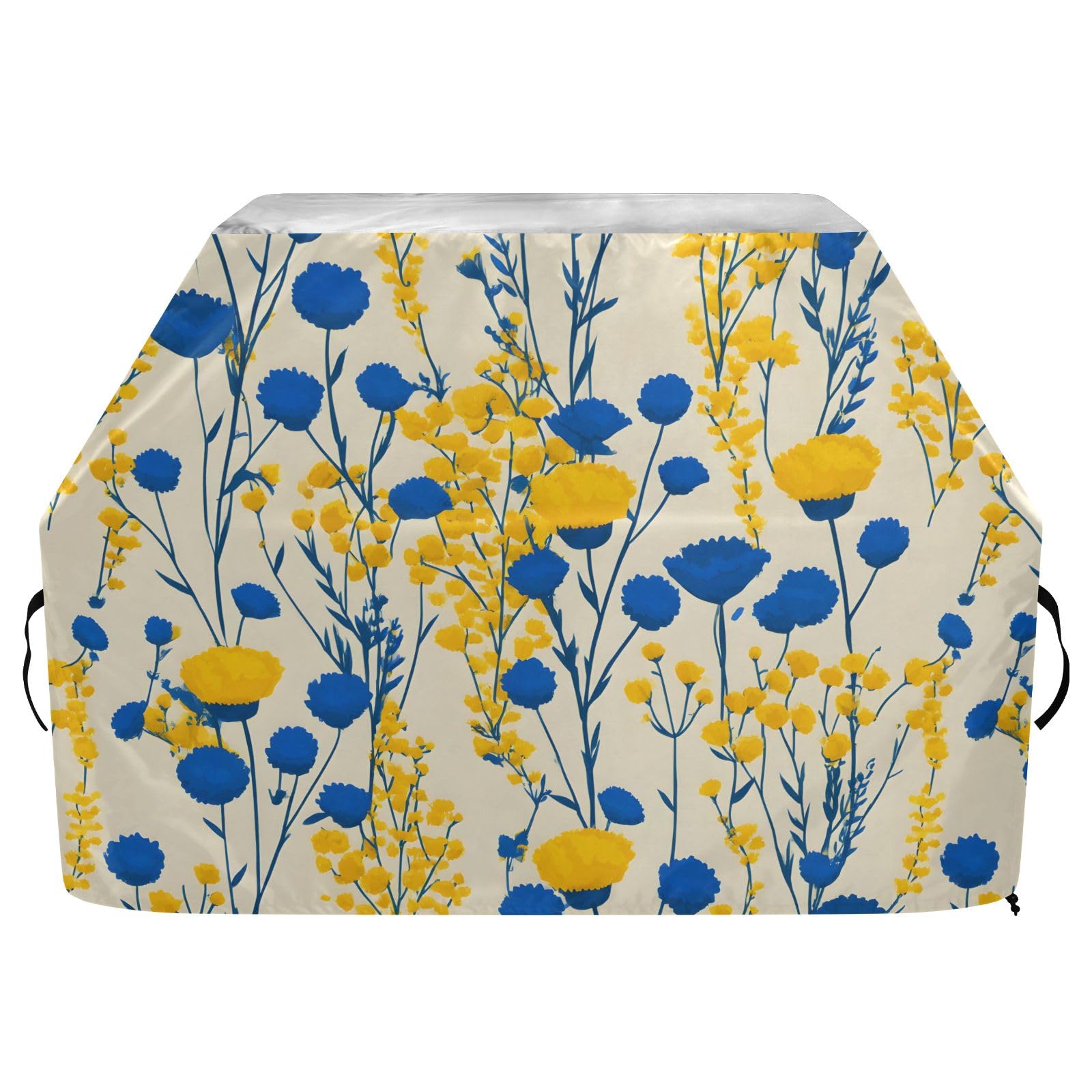Funda para barbacoa de flores amarillas y azules, impermeable, resistente, para exteriores