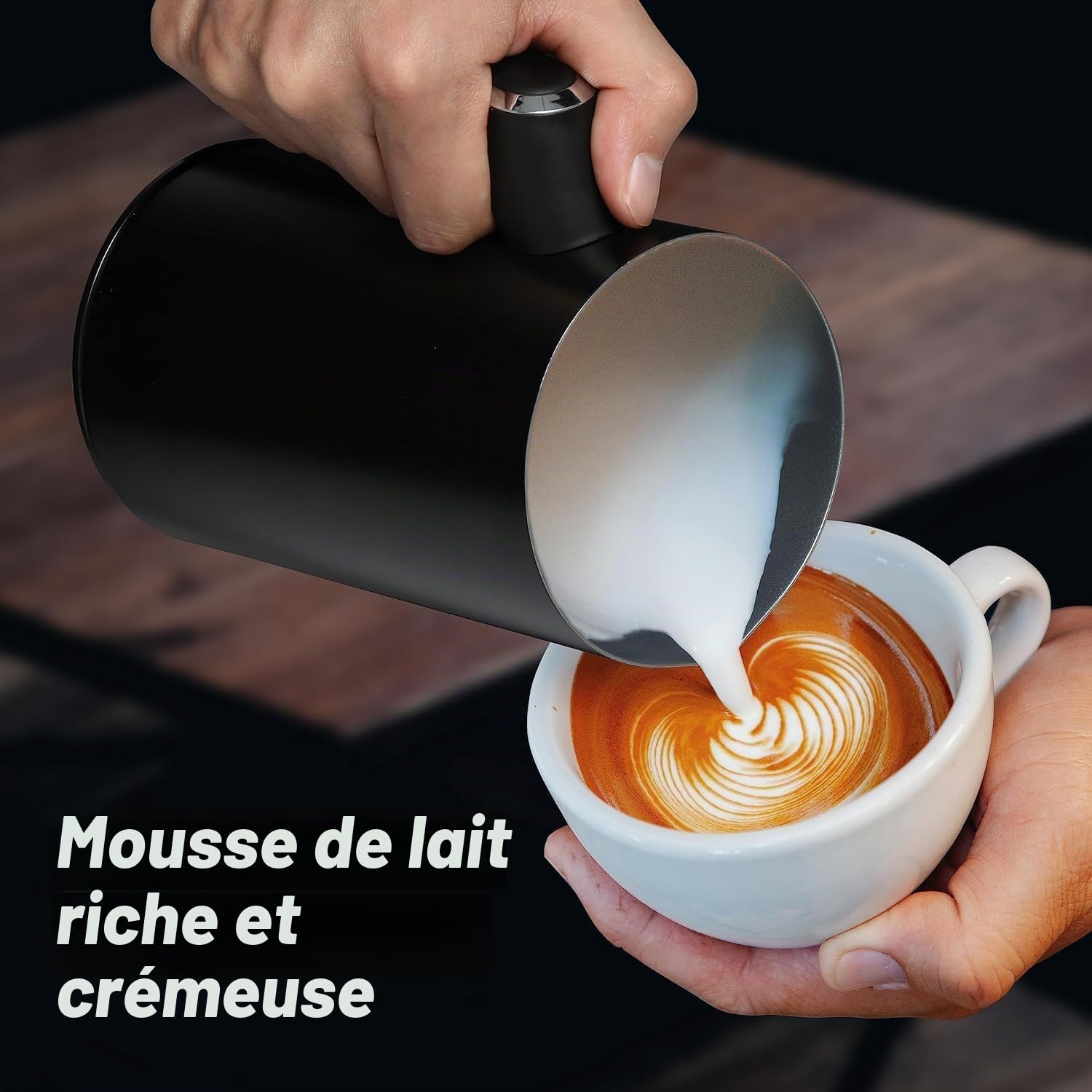 Mousseur à lait électrique 4 en 1, 430 ml mousseur à lait automatique chaud et froid et chauffe-lait pour cappuccino, latte, moka, macchiato