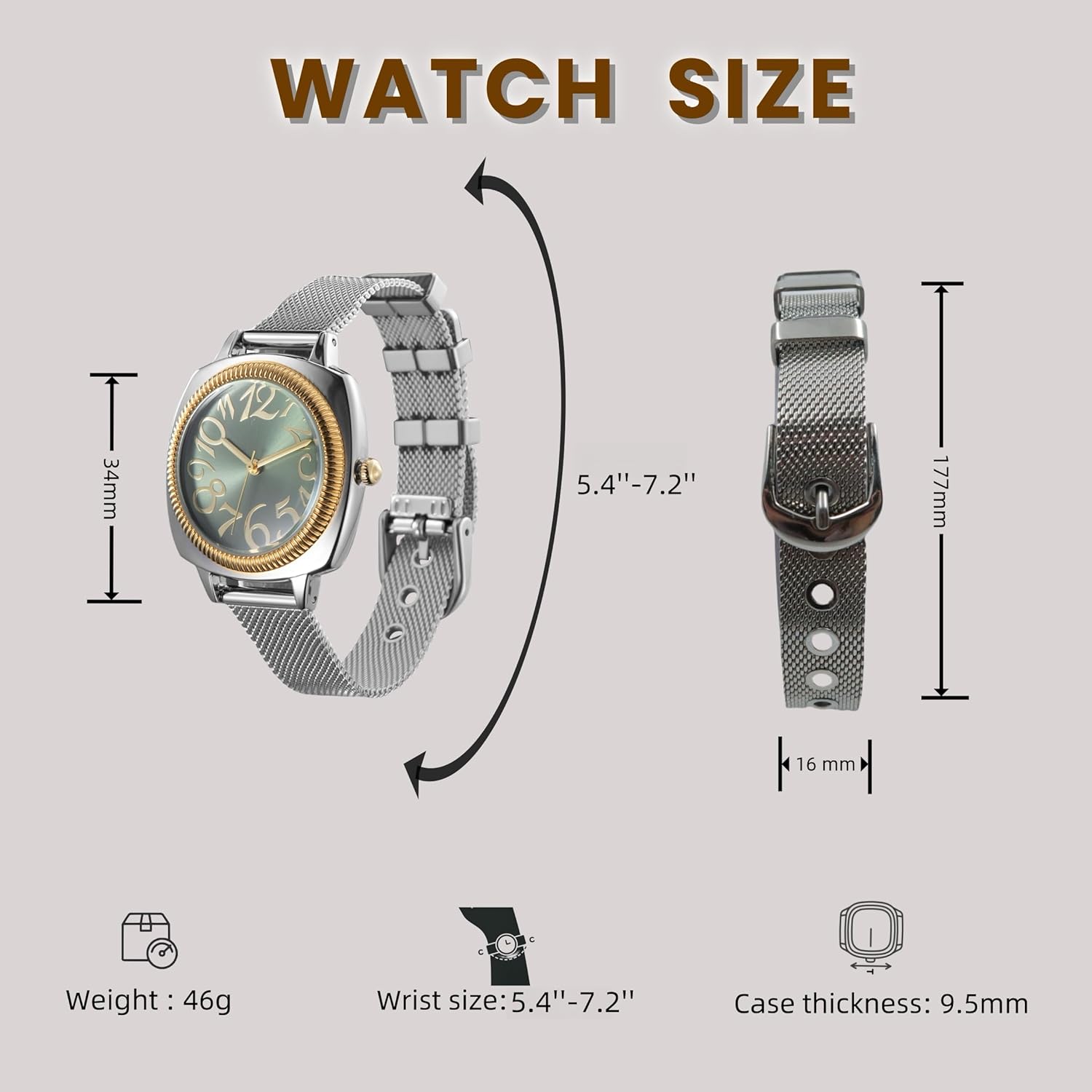 Analog Watch for Women, Elegant 34mm Big Arabic Numbers Dial Dress Watch, Classic Jewelry Style Quartz Wristwatch, Gift for Her