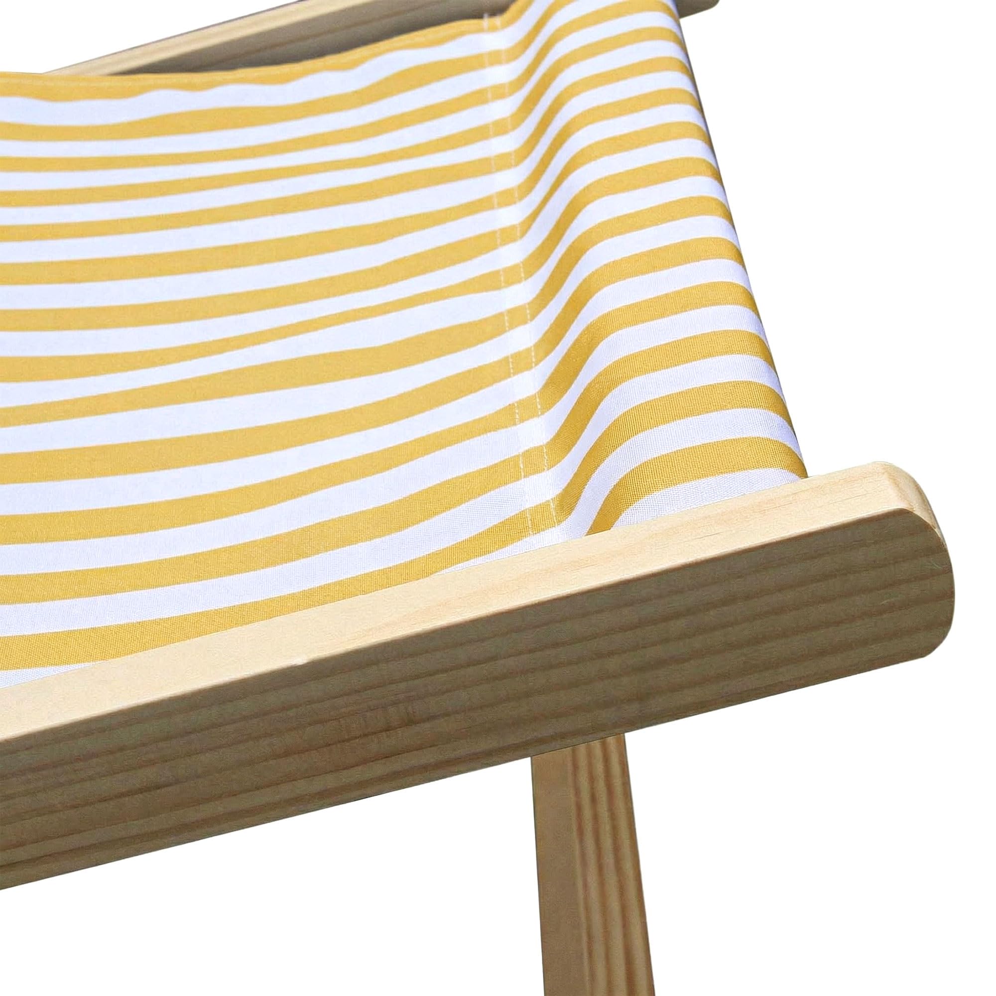 FRANKYSTAR® Támesis – Juego de 2 tumbonas de madera maciza y textileno, color amarillo