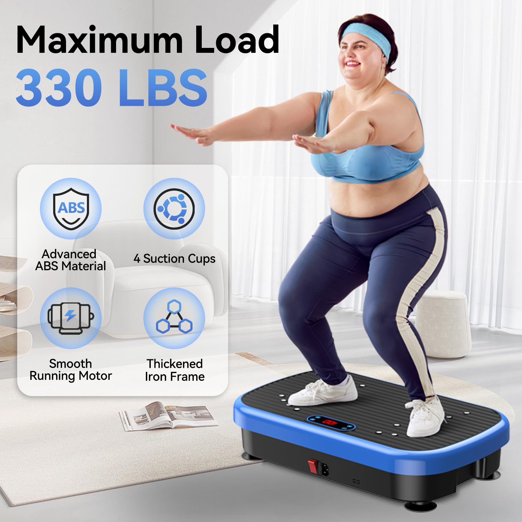 PUREROYI Vibration Plate Exercise Machine Weight Loss, Whole Body Vibration Plate for Lymphatic Drainage, 180 Adjustable Speeds Vibrating Plate 330 Lbs Capacity Fitness Platform for Women Men