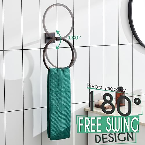 Miniatura 4 de KOKOSIRI Toallero de mano montado en la pared Anillo de toalla Accesorios de baño Percha de toalla de ducha Estante de acero inoxidable bronce