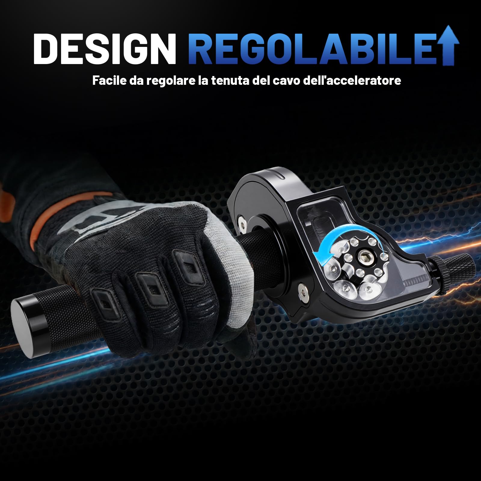 Gas Rapido Domino Moto 7/8'' 22mm Manopole Acceleratore Quick Draw Regolabile Universale per EXC SX XC XC-W EXC-F RR CR CRF CT200U YZ YZF PW WR TTR KLX KX KXF TE TX 50-250cc Pit Dirt Bike Scooter Nero