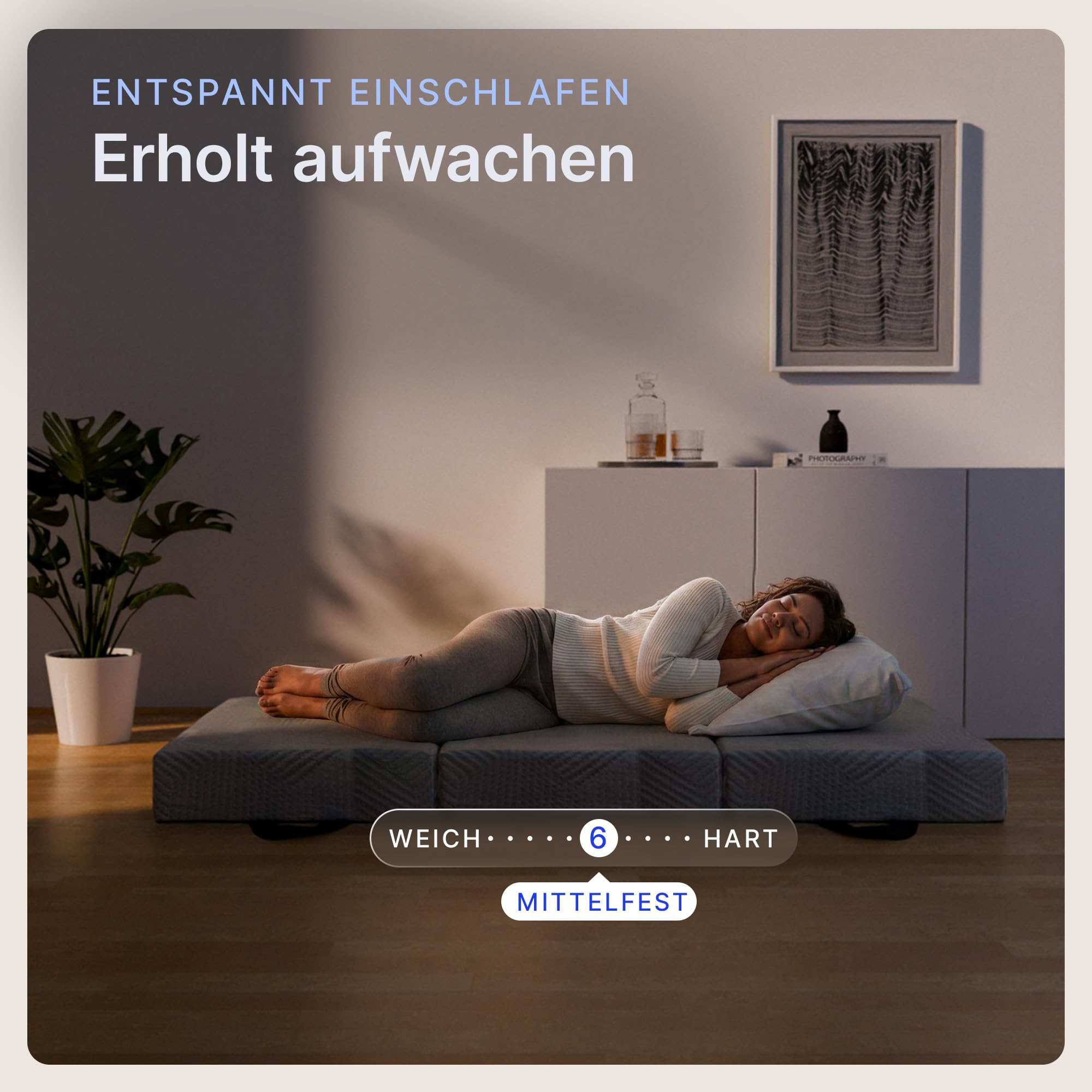 Komfort Klappmatratze 90x200 x 15 cm - Memory Foam - Gästebett und Faltmatratze als Gästematratze - Bequem & waschbar
