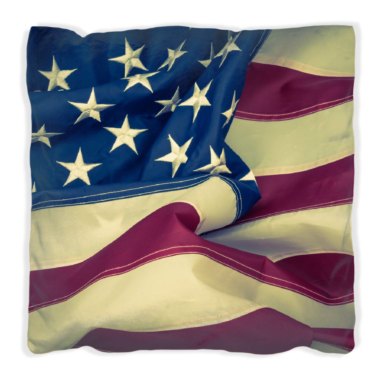 Wallario Dekokissen 40 x 40 cm, Amerikanische Flagge im Wind, beidseitig Bedruckt, Kuschelkissen mit weicher Plüsch-Oberfläche
