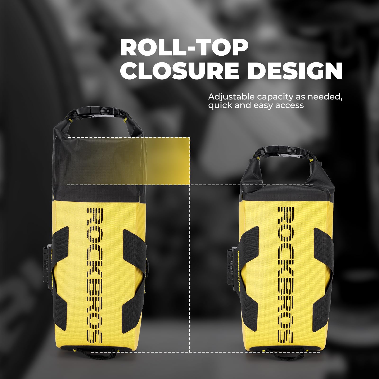 ROCKBROS 100% wodoodporna torba na ramę rowerową, zamykana na górze, torba na rurę, wiele możliwości rozmieszczenia, torba rowerowa na rowery szosowe, żwirowe, MTB, E-Bike, 1 l