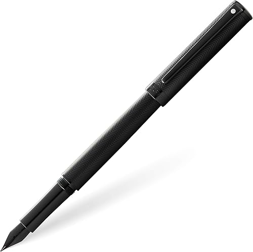 Sheaffer Intensidad grabado negro mate PVD w/negro pulido citas y pluma estilográfica de punta media (E0924453)