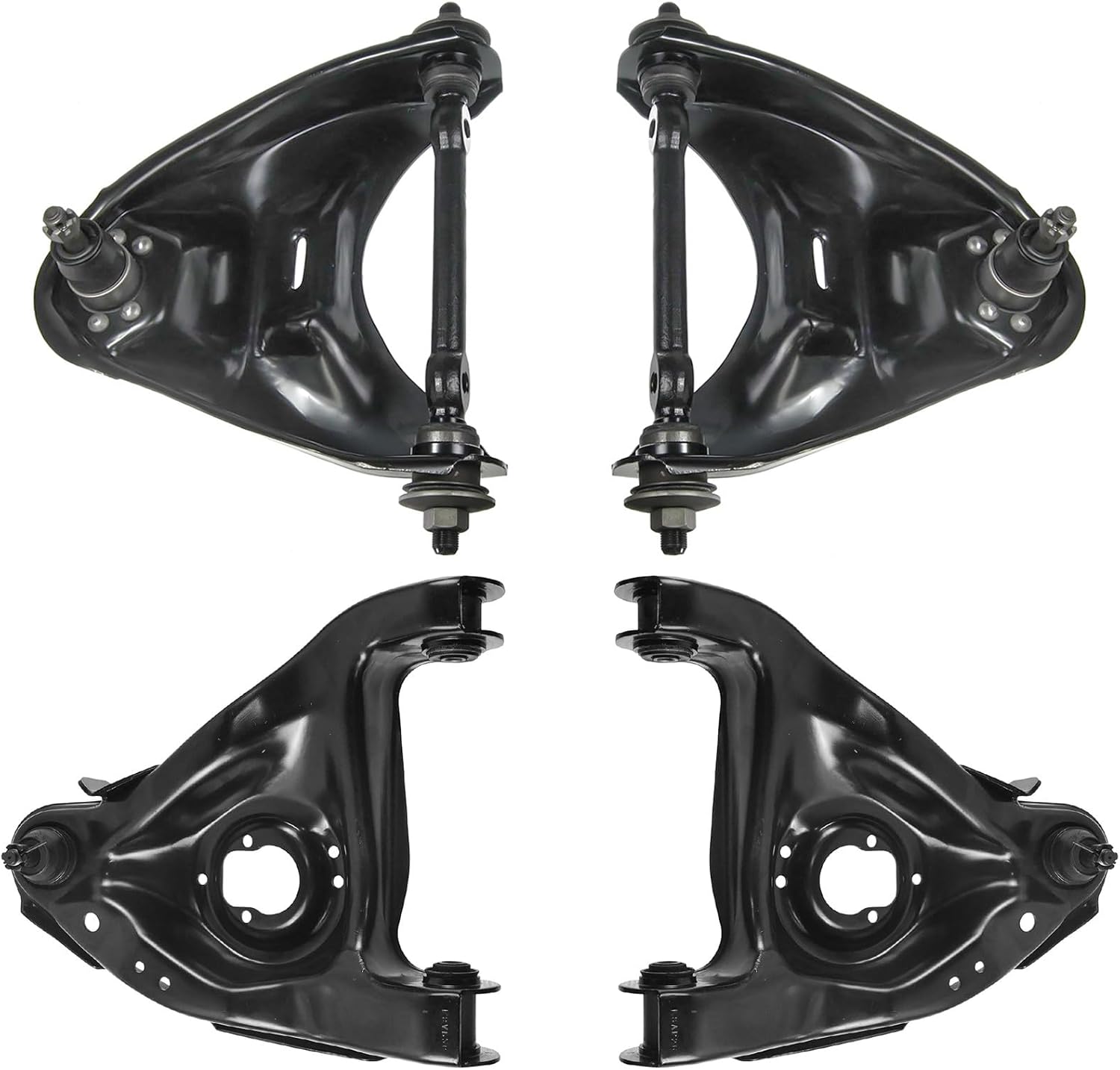 Front Upper and Lower Driver and Passenger Side Control Arm and Ball Joint Set 4 Piece Compatible with 82-03 Chevrolet S10 Base Model Rear Wheel Drive 95-05 Blazer Base Model Rear Wheel Drive