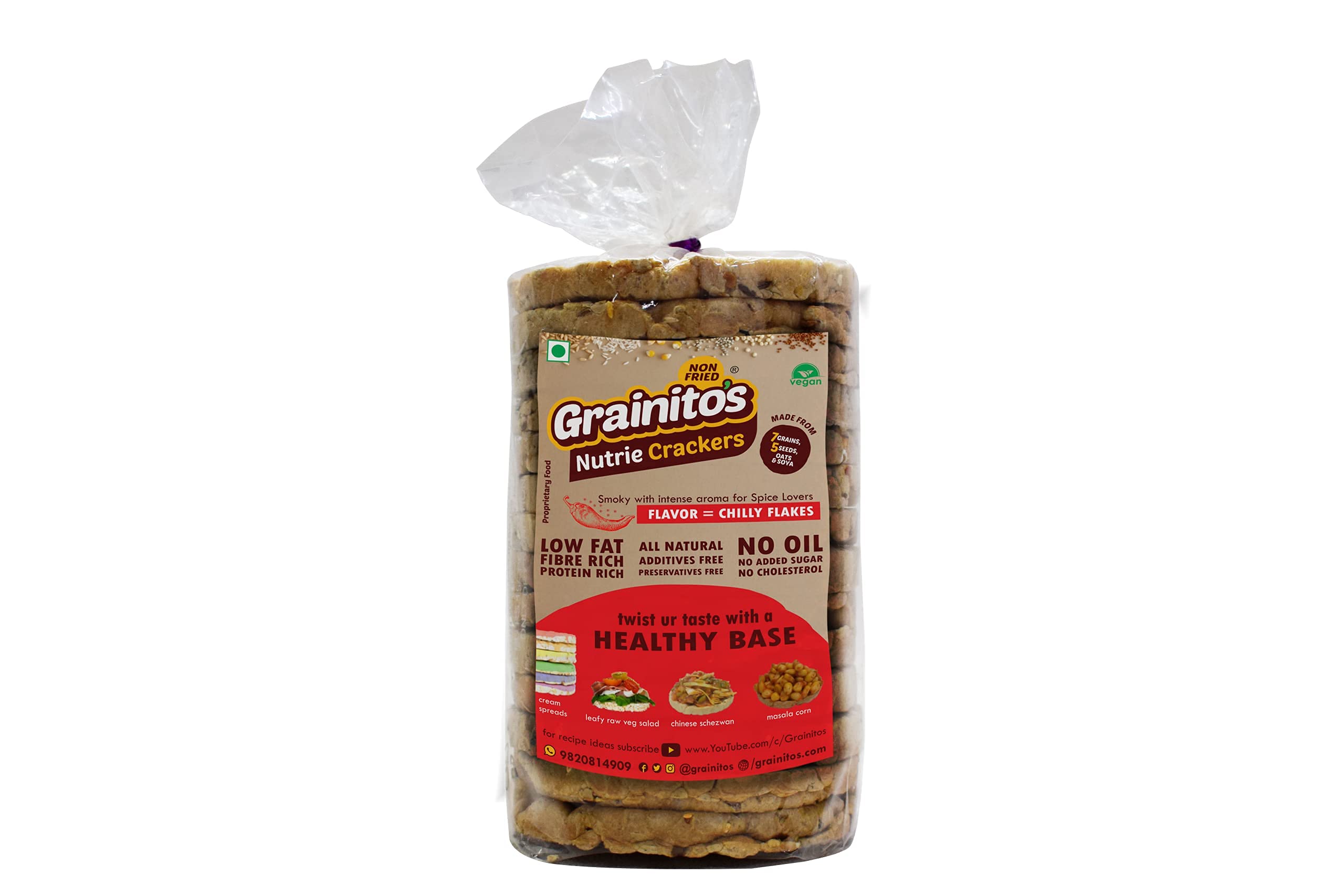 Nutrie Crackers Multigrain Rice Cake with Multi Seeds Rolled Oats and Soya (Chilly Flakes) For spice lovers Pack of 2 (B092VJ6RV1) Amazon Price History, Amazon Price Tracker