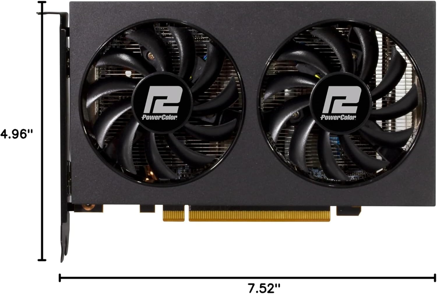 Dimensions of PowerColor Fighter RX 6500 XT Graphics Card