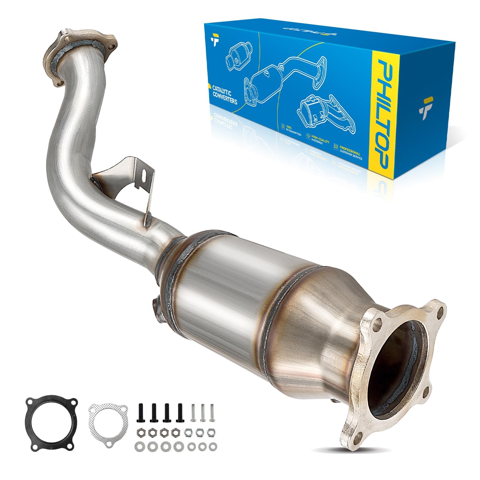 PHILTOP Front Catalytic Converter Kit Compatible with Audi, 2009-2013 A4 Quattro/A4 2.0L Sedan/Wagon, 2011-2014 Q5 2.0L, 2010-2011 A5 Quattro/A5 2.0L Catalytic Converter Replace# 16595(EPA Compliant)