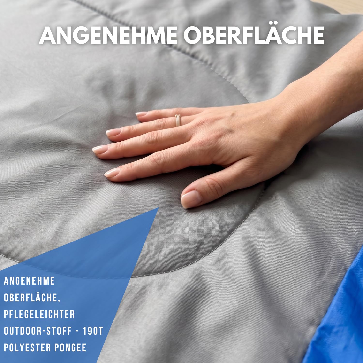 Deckenschlafsack Erwachsene -5C bis 15C Camping 77 x 202,5 cm – Schlafsack Camping als Decke nutzbar, 190T Polyester Pongee, beidseitiger Reißverschluss, Kopfteil zusammenraffbar