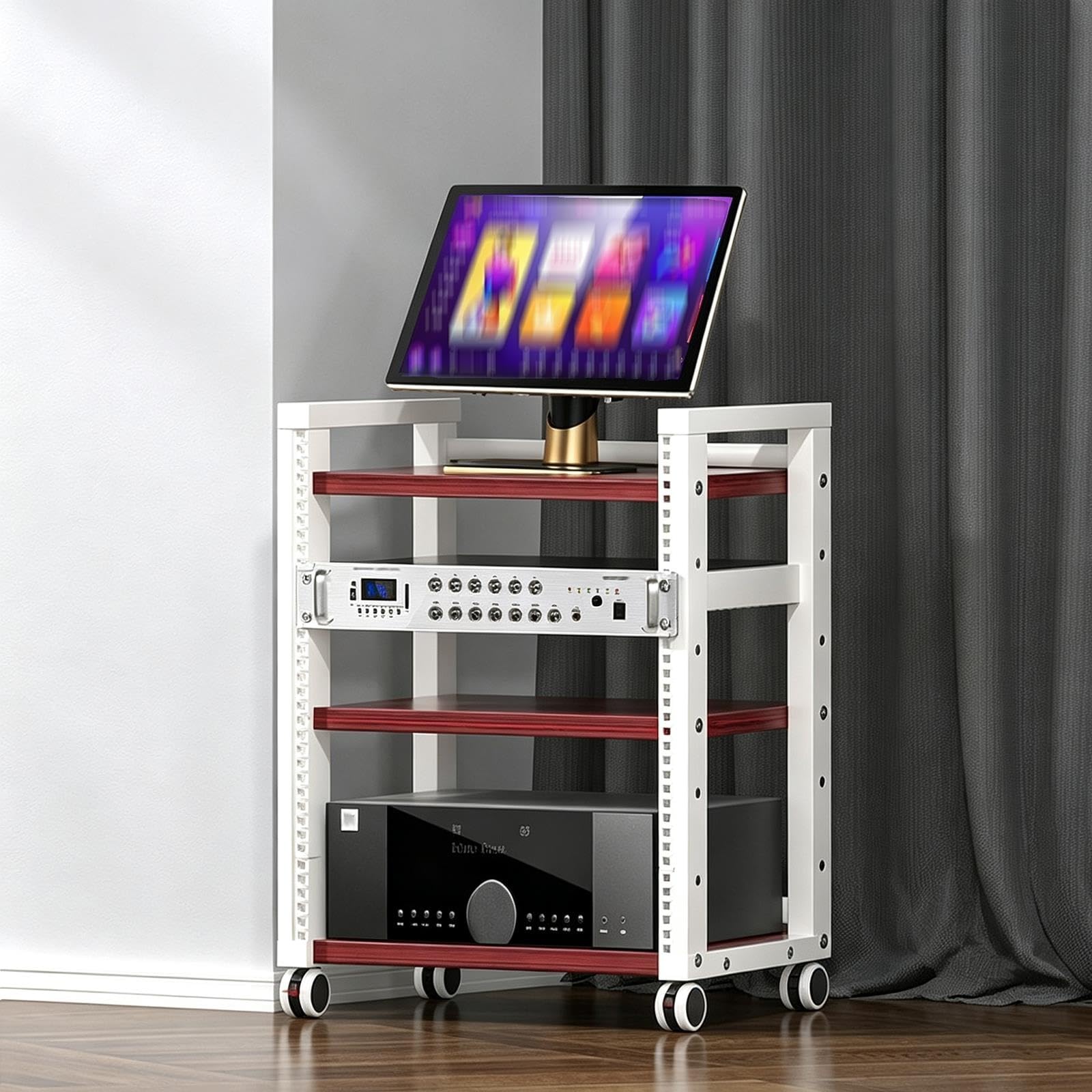 Rack Amplificatore Mobile 3/4 Livelli con Guide a U