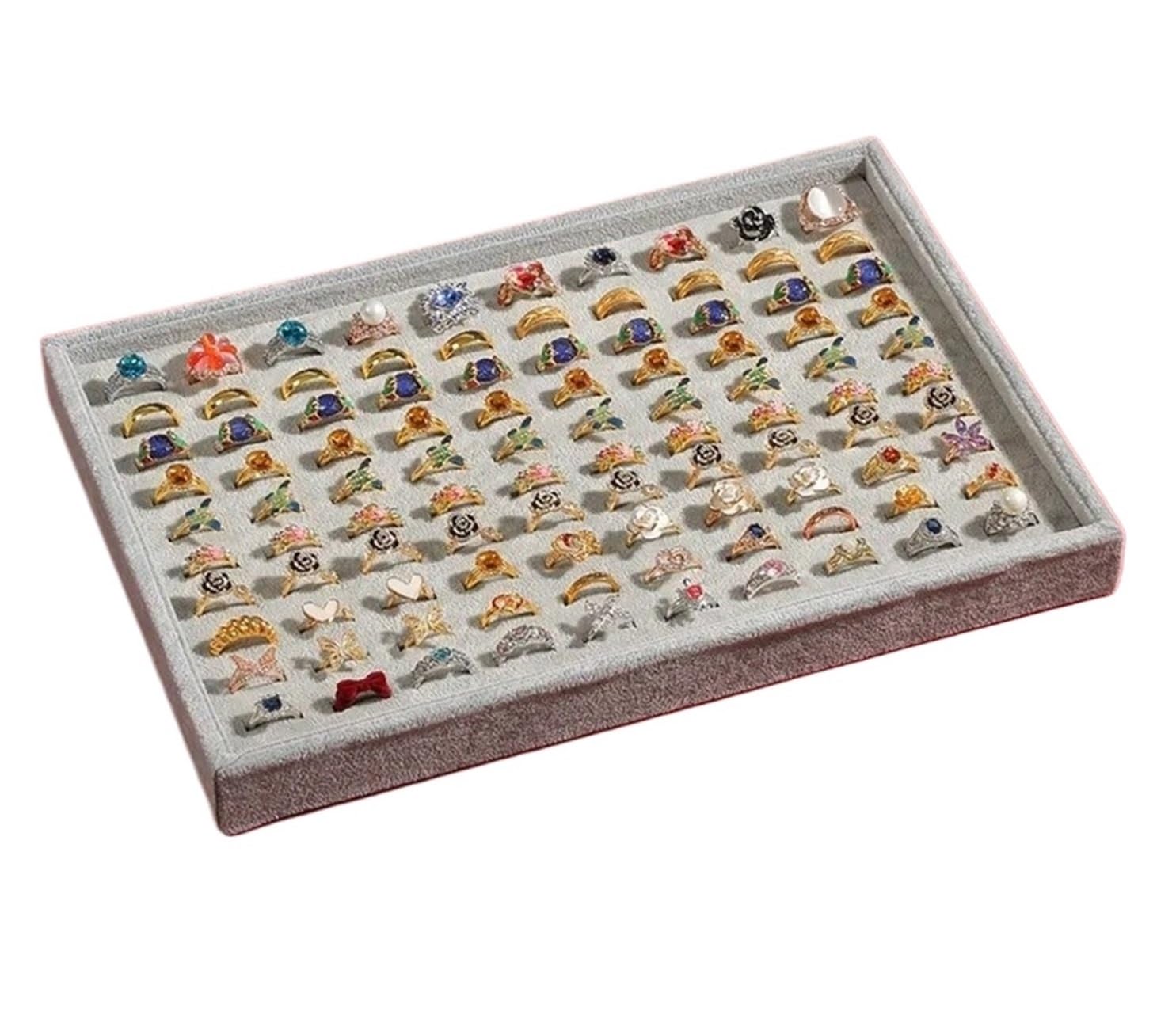 ZNJAMN 1pcs Ring Tray Jewelry Store Display Plate Holder Accessories Storage Dish for Ring(Grey)