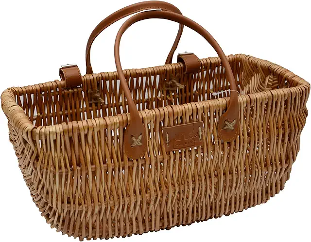 Rieten Fietsmand: UNUS Garden Rustic Wicker Bike Basket with Leather Straps
