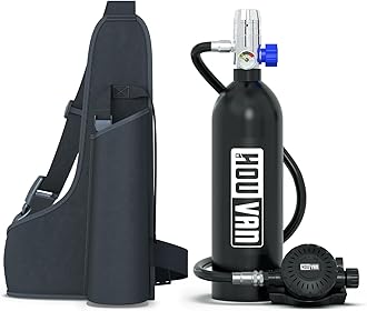 H400 Mini Scuba Tank 1.0L Scuba Tank Up to 20 Minutes Underwater Breathing Portable Diving Tank with On-Off Valve Reusable Pony Bottle for Underwater Exploration Emergency/Recreation