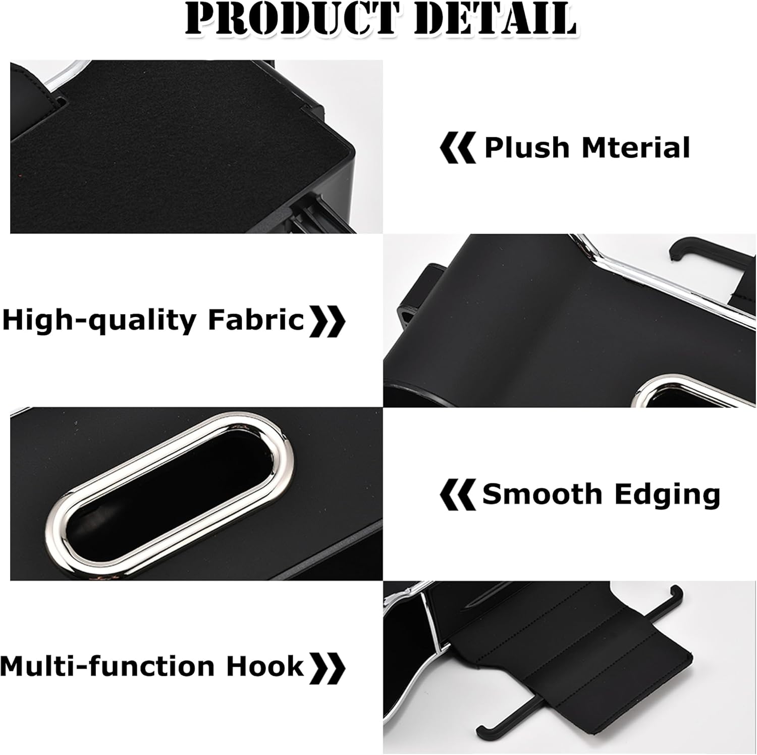 Backseat Car Organizer with Cup Holder, Multifunctional Headrest Storage Organizer for Cars, SUVs, Trucks, with Tissue Box, Drink Cup Holder & Handbag Hook (Black)