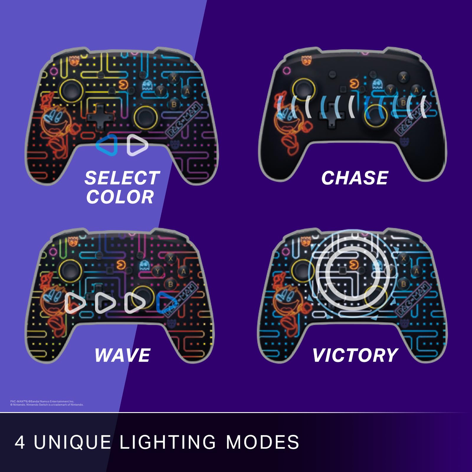 PowerA Enhanced Wireless Controller for Nintendo Switch with Lumectra - PAC-MAN NEON ARCADE