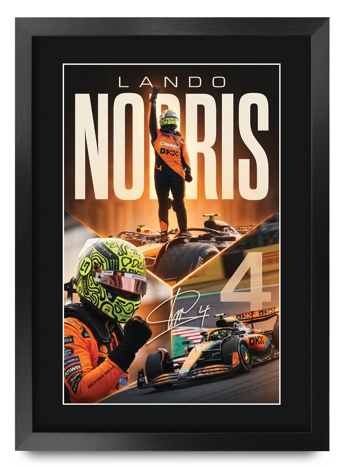 HWC Trading Lando Norris Formula 1 Gifts Printed Signed Autograph Picture for F1 Formula 1 Racing Fans (ID-000187) - A3 Framed