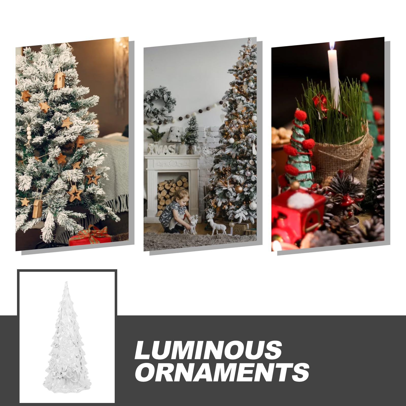 Petits Sapins De Noël Lumineux En Acrylique – Décoration De Table LED Intérieur/extérieur Pour Salon, Bureau, Cheminée