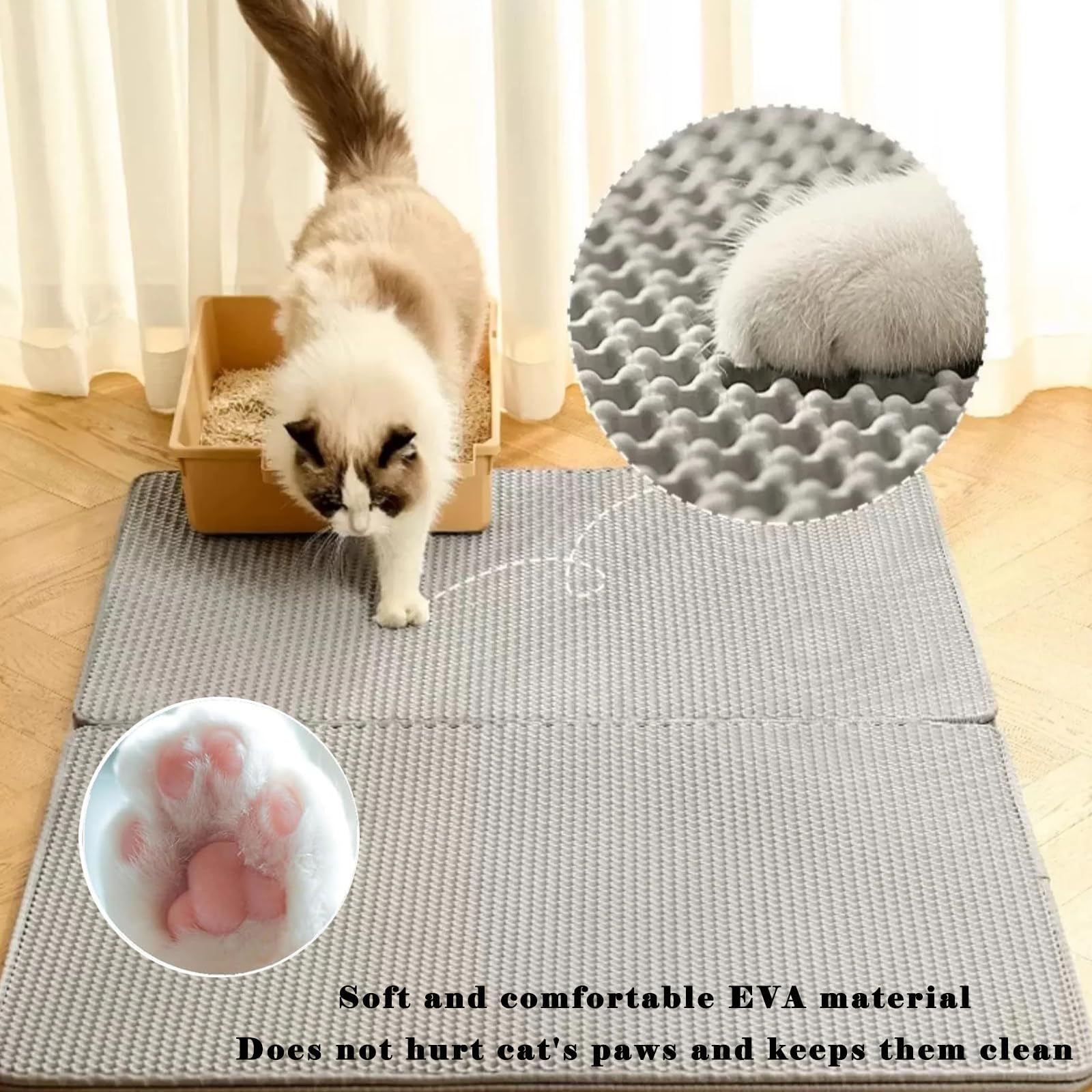 2er Set in Grau Katzenklo Matte, Katzenzubehör, Katzenstreu Matte Mit Textilumrandung, Ideal Für Kleine Räume, Einfache Reinigung,Ideal Als Katzenklo Unterleger Für Stressfreie Pflege