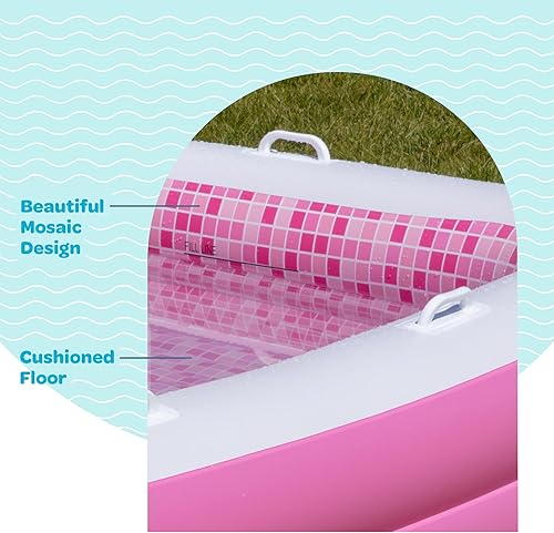 Miniatura 2 de Grip A Pool Piscina inflable, para niños y adultos, piscina de 90 x 60 pulgadas (7.5 x 5 pies) con suelo suave, asas y drenaje, piscina inflable