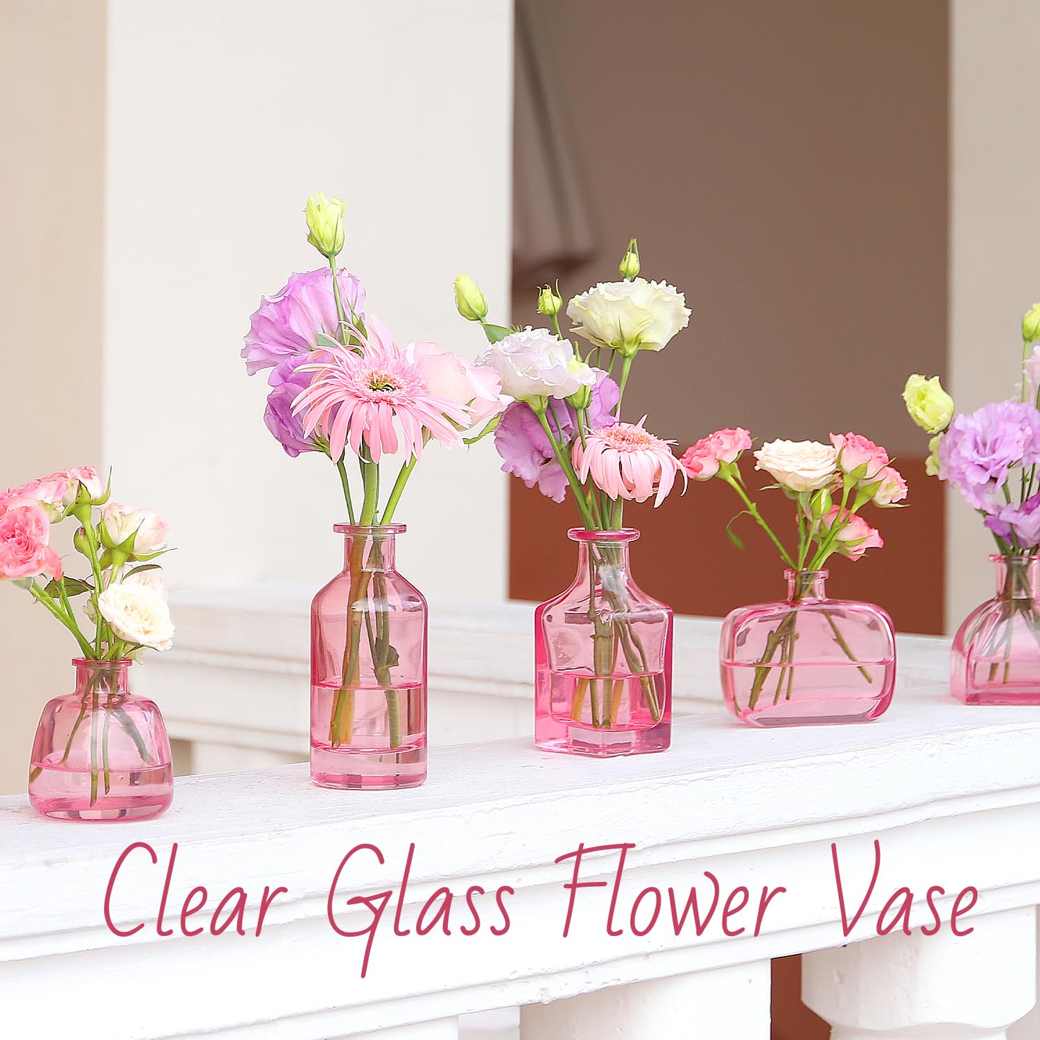 Amazon.com: Pink Vase, Bud Vases Set of 24, Small Pink Glass Vases