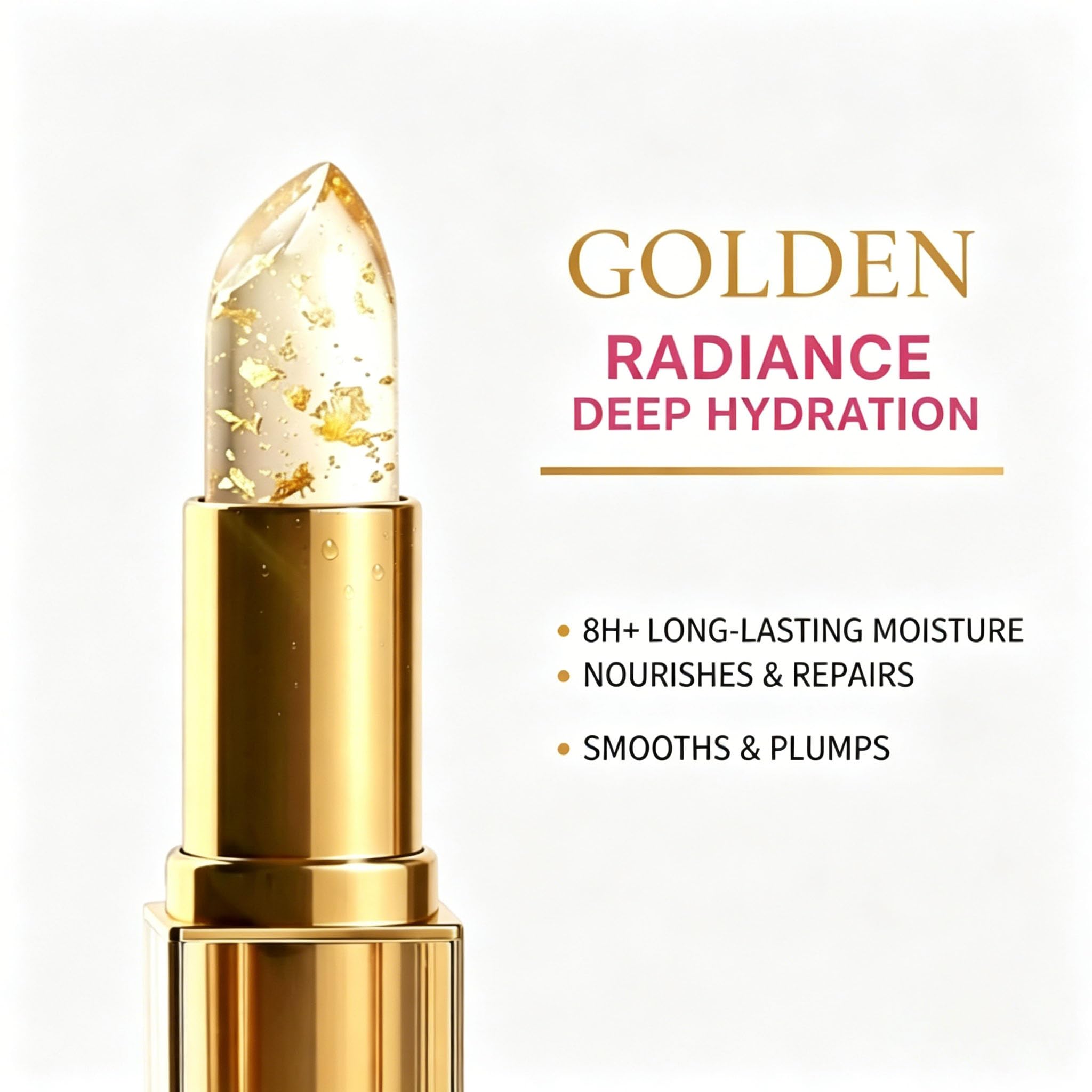 Areliaa Lipstick True Tone PH Adjusting Color Changing Clear Lipstick, 2Pcs Gold Foil Jelly Lip Stick, Retractable Glossy Moisturizing Lip Glow Cosmetics For Women — view 6