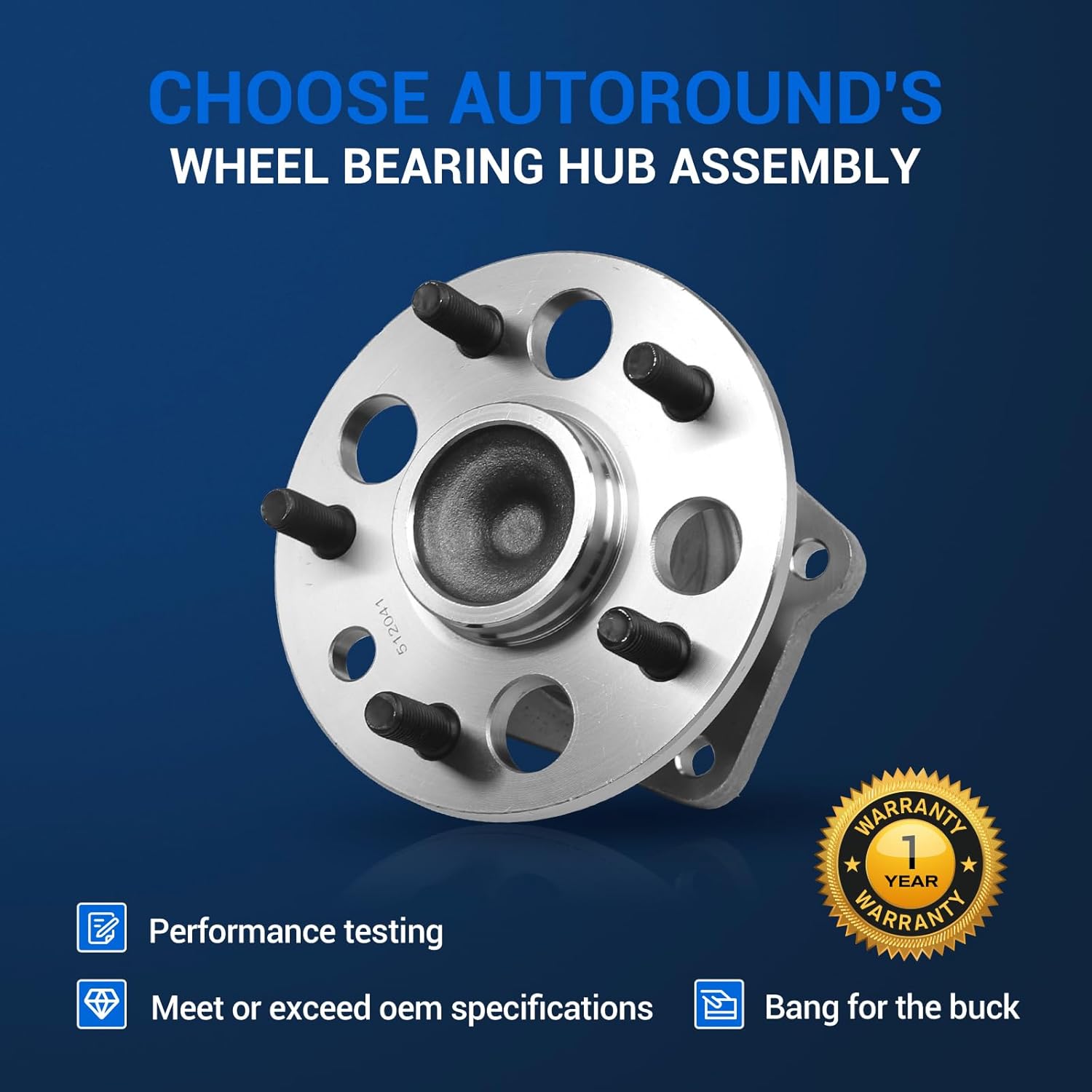 Autoround Pair 512041 Rear Wheel Hub and Bearing Assembly Fit for Toyota Sienna 1998-2003 V6 3.0L 5 Lugs w/ABS