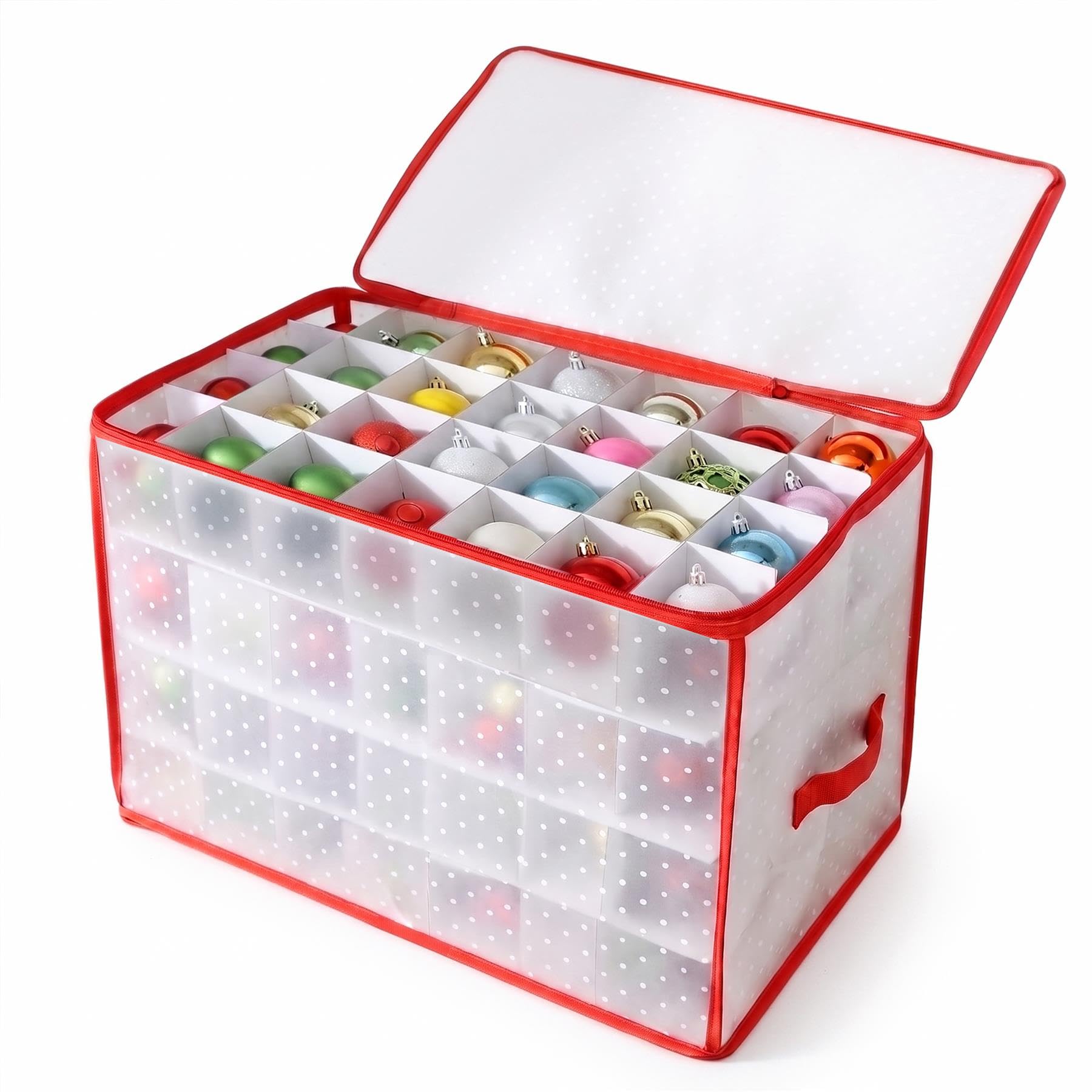 GEEZY Christmas Tree Bauble Storage Box for 112 Ornaments with Dividers