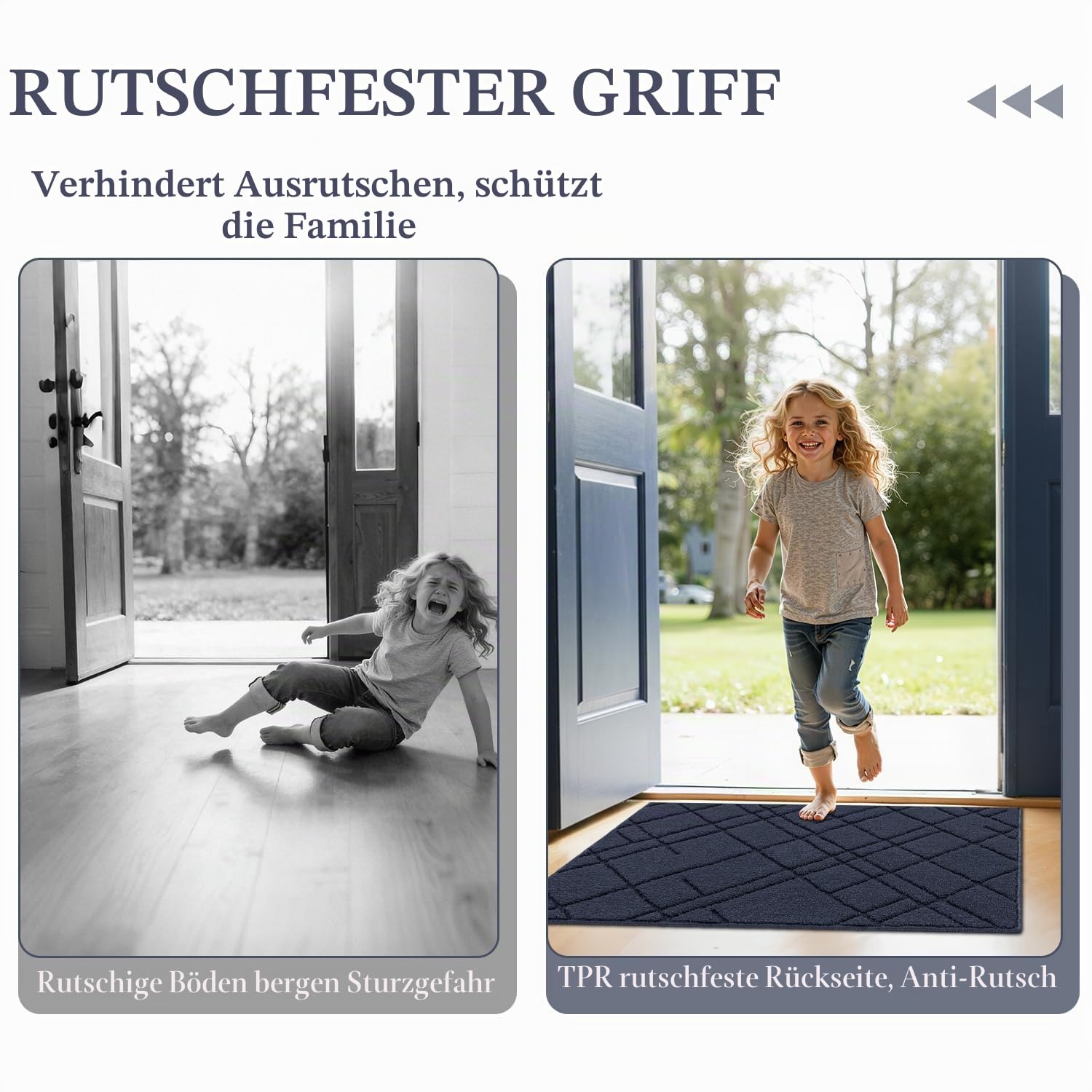 Biscpro Fußmatte Innen 80 x 120 cm Blau Diamantmuster Bodenmatte Waschbar Eingangsteppich rutschfest,Türmatte Teppich Für Eingang, Patio, Flur, Garten, Außen