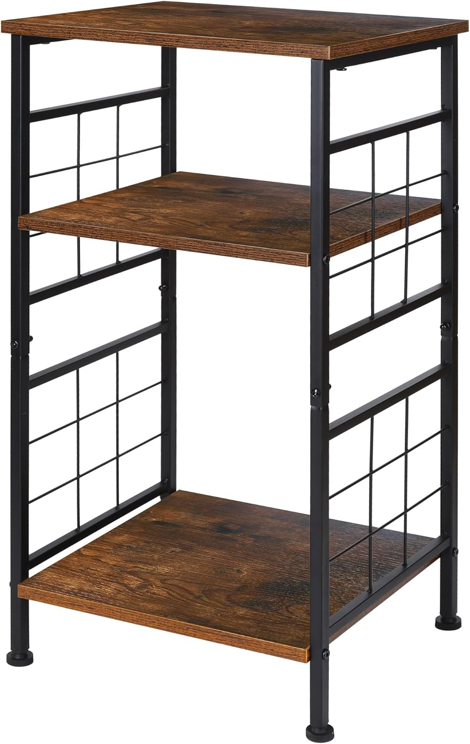 GIOTORENT 3-Tier Tall End Table, Narrow Night Stand with #-Design Sturdy Frame, Small Bed Side Table for Small Space in Living Room,Bedroom,Office,Bathroom(Brown)