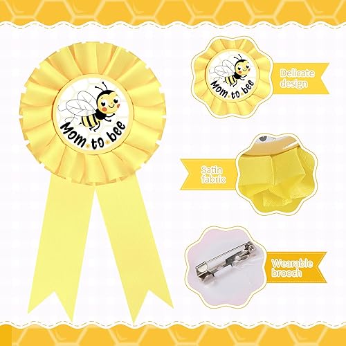 Miniatura 4 de Chunful Decoraciones de baby shower de mamá a abeja, diadema de corona de flores para papá y niña, banda amarilla para niños y niñas, revelación de