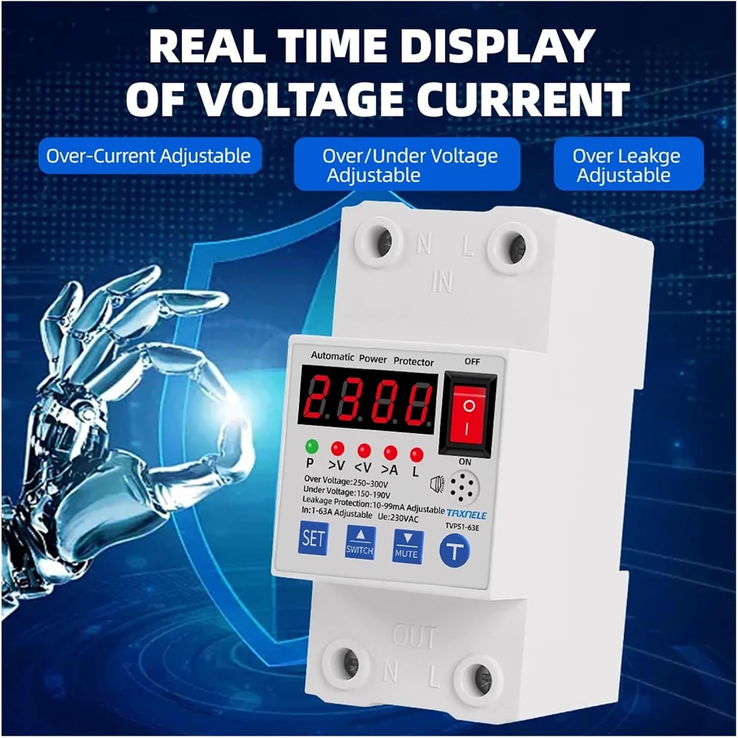 RWRAPS Circuit Breaker showing real-time display of voltage and current