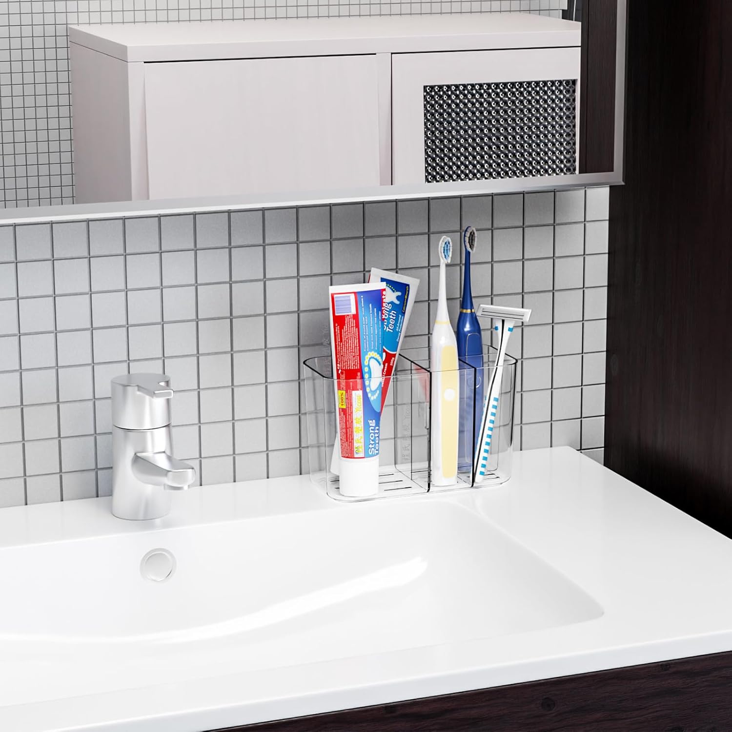 Electric Toothbrush Holder for Bathroom Counter and Wall Mounted with