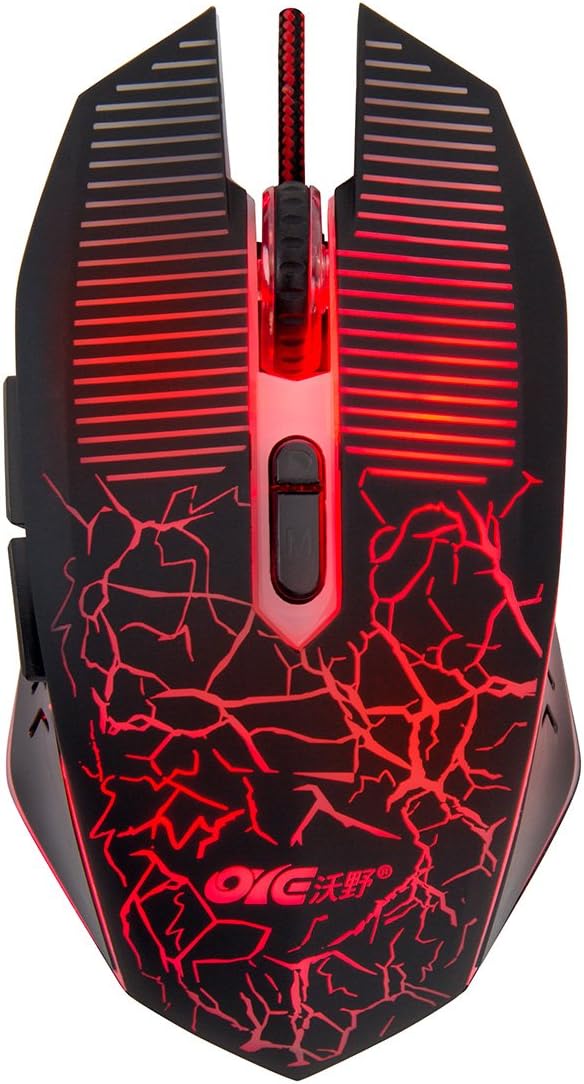 ZOXCCAN S8 Wired Quiet Click Gaming Mouse 4 Adjustable DPI Gaming Mouse with 7 Buttons and Four-color Luminous LED for PC and Mac (Black)