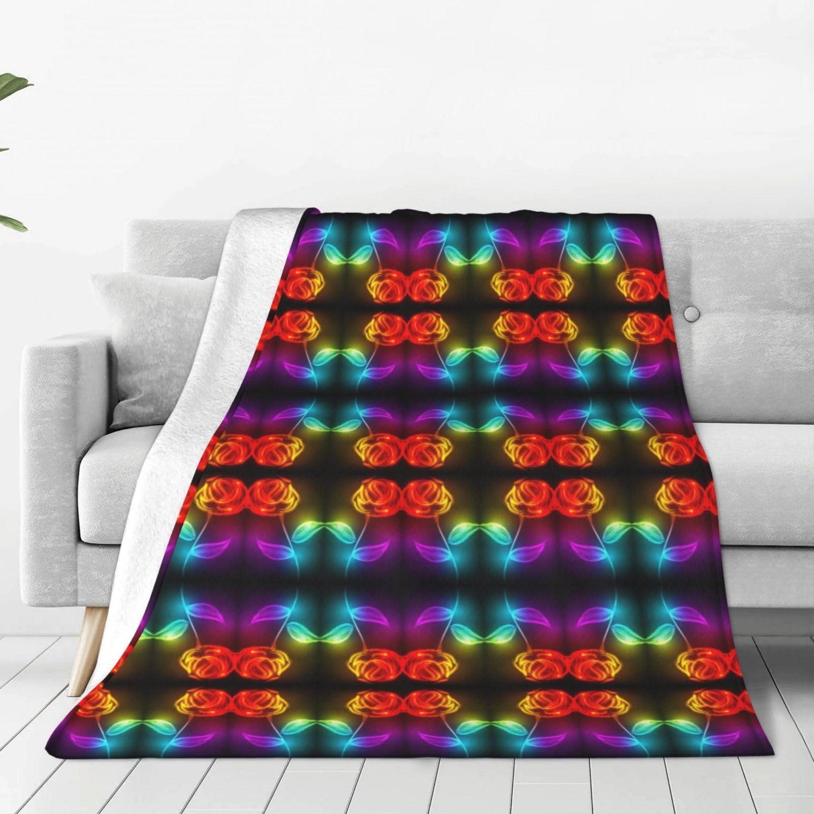 Couverture micro-polaire Red Rose Art en flanelle douce pour lit et canapé salon
