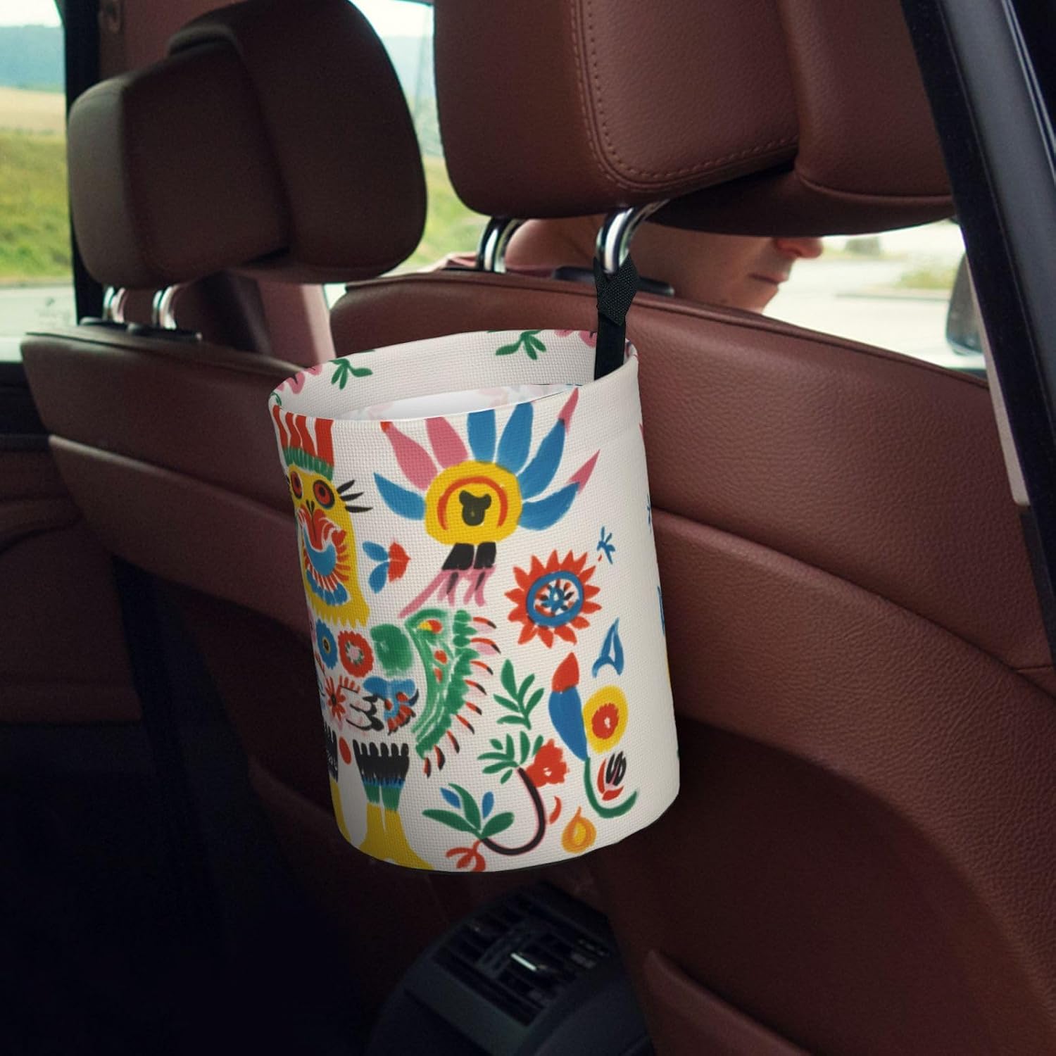 Funny Graffiti Hanging car Trash can, Practical and Convenient, Suitable for Multiple car Models, Providing Ideal Storage Space image 5