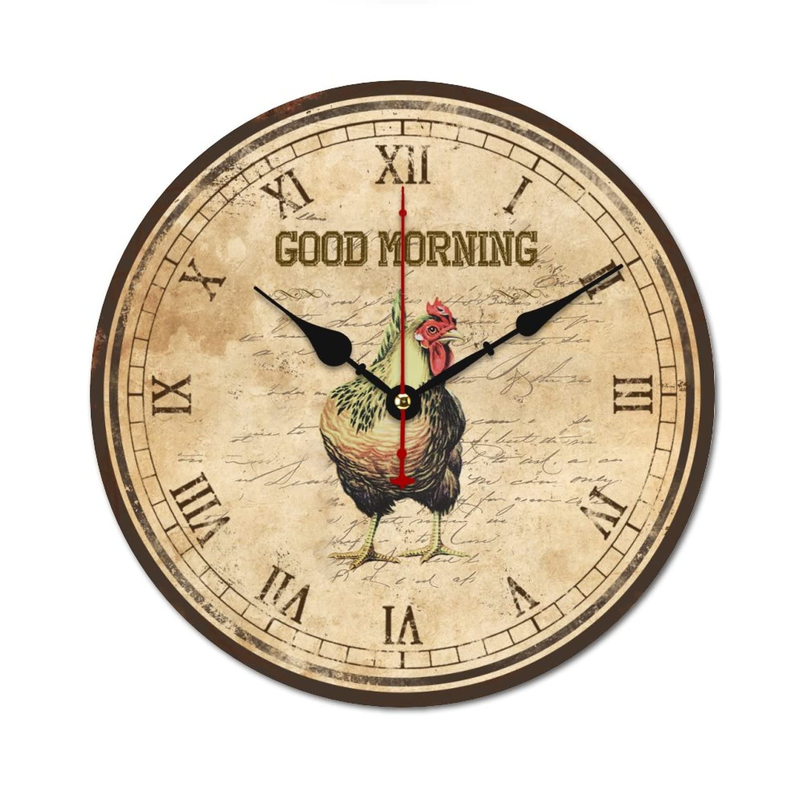 Orologio Da Parete Gallo Rustico 34cm - Quadrante Vintage Silenzioso, Batteria AA, Per Cucina E Soggiorno - Foto 6