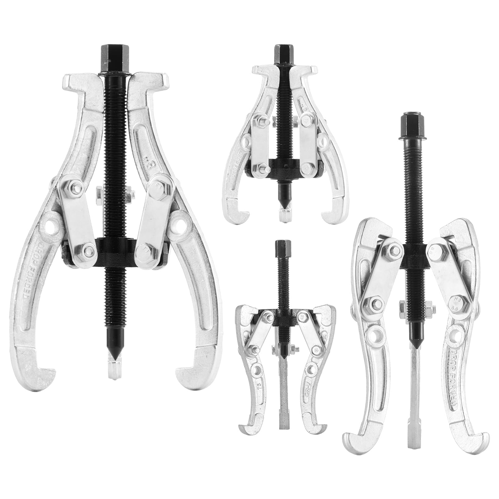 VEVOR Ensemble d'Extracteurs d'Engrenages de Poulie à 2/3 Mâchoires 4PCs, Arrache Roulement 76,2/101,6/152,4/203,2 mm avec Mâchoires Réversibles, pour Retrait du Volant d'Inertie, Garage Atelier