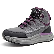Women's Orthopedic Waterproof Hiking Boots: Comfortable Plantar Fasciitis Walking Running Trekking Trail Sneakers, Flat Feet Orthotic Mid Ankle Support Work Shoes for Foot and Heel Pain Relief