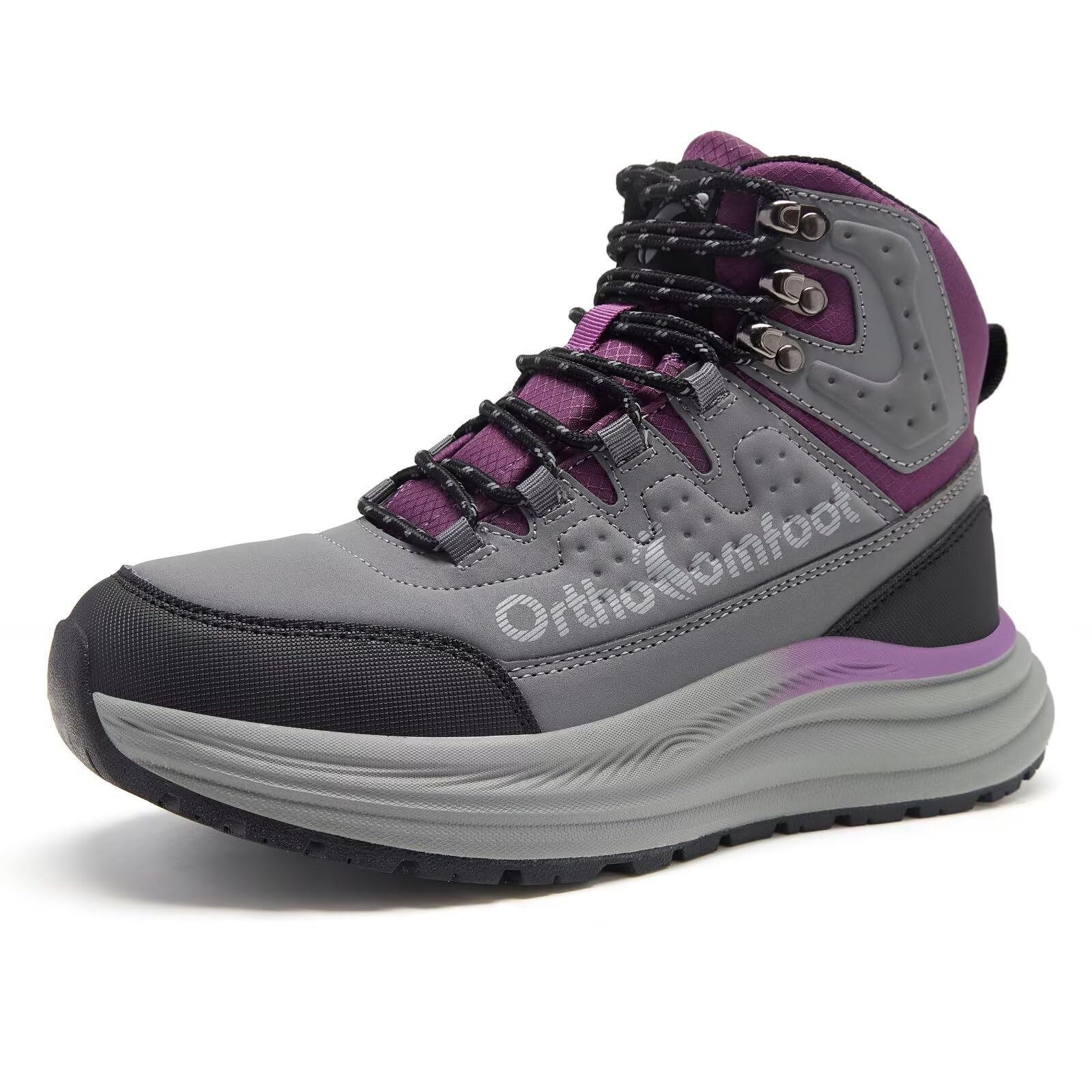 Womens Orthopedic Waterproof Hiking Boots Comfortable Plantar Fasciitis Walking Running Trekking Trail Sneakers Flat Feet Orthotic Mid Ankle